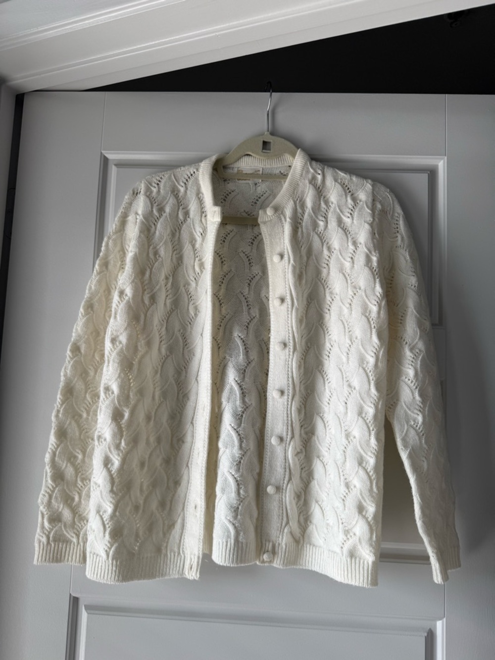 Cream Cable Knit Button-Up Cardigan